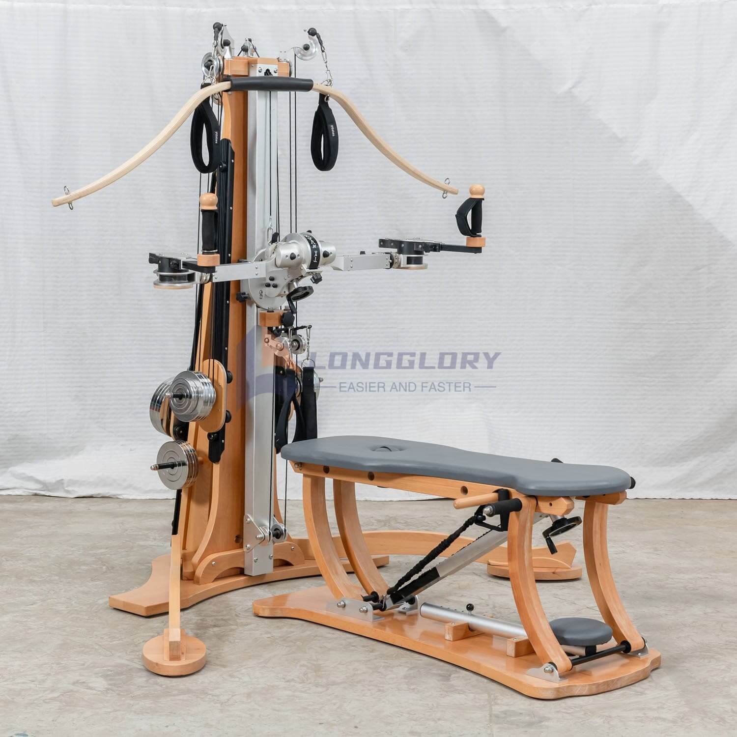 Beech Pilates Reformer Turn cu scripete